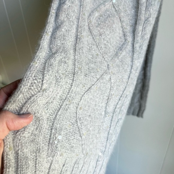 Banana Republic Gray Knit Sequin Lambs Wool and Angora Winter Holiday Scarf - Picture 2 of 5